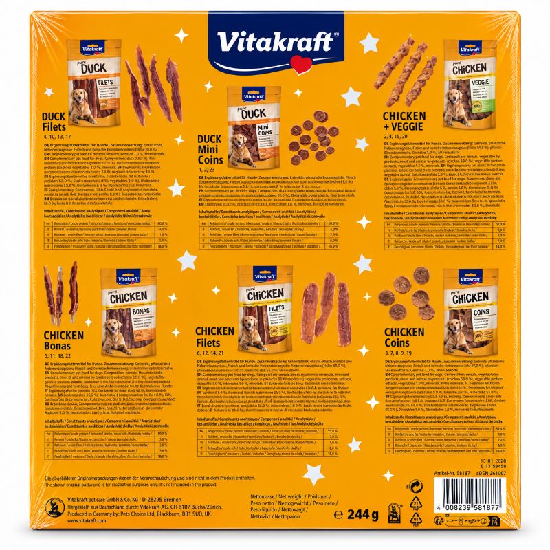 Vitakraft Merry Christmas Adventskalender für Hunde Rückseite 