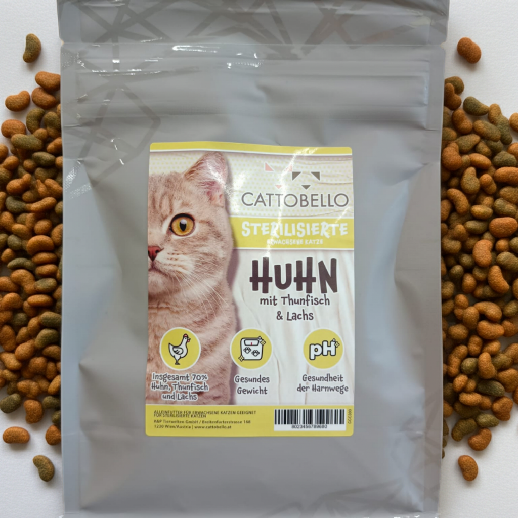 Cattobello Katze Huhn mit Thunfisch und Lachs Adult Sterilized