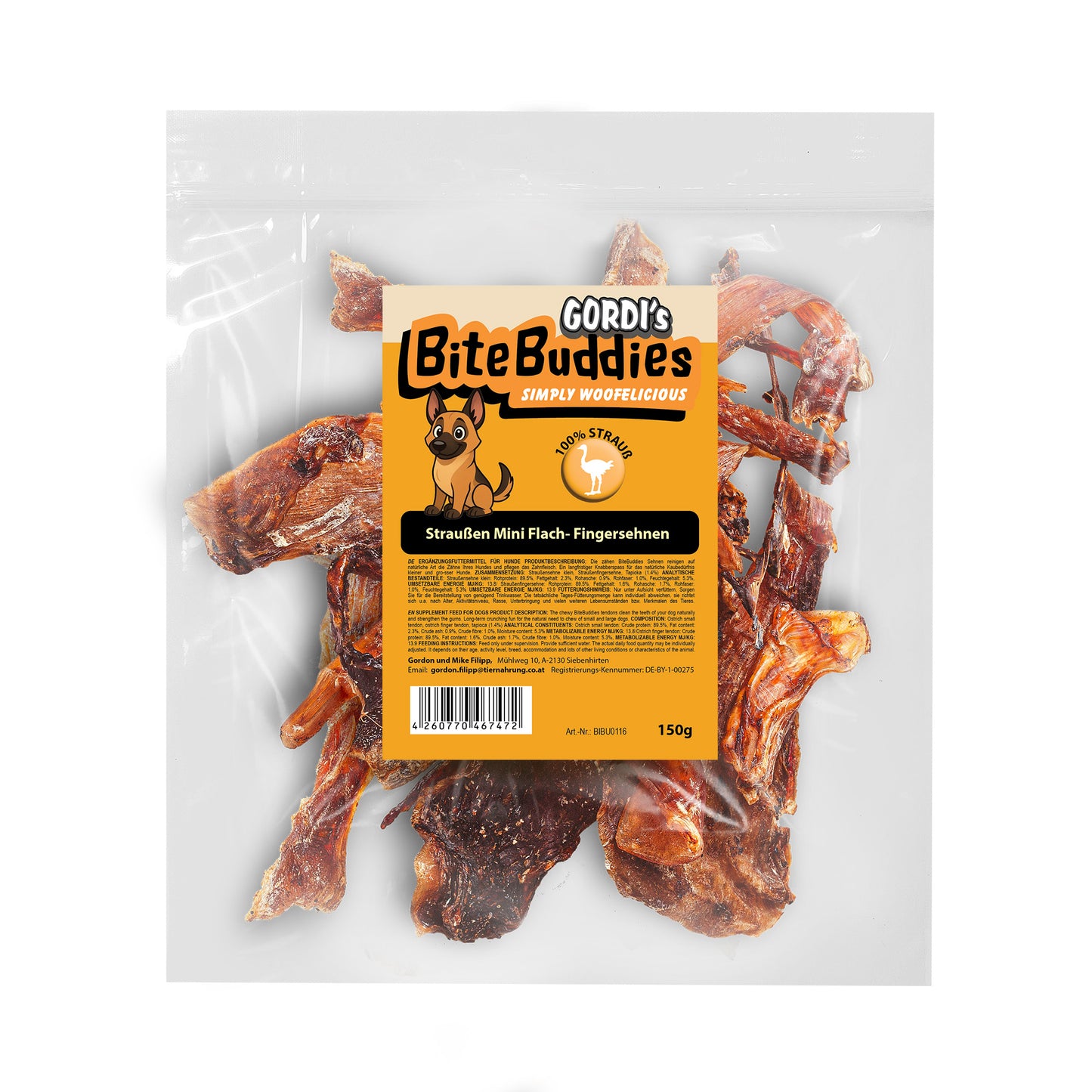 Gordi's Straussen Mini Flachfinger Sehnen 150g